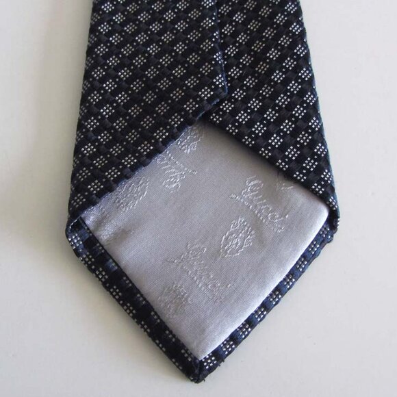 GUCCI navy GG Guccissima grid/dots print jacquard tie 100% silk - Picture 5 of 7